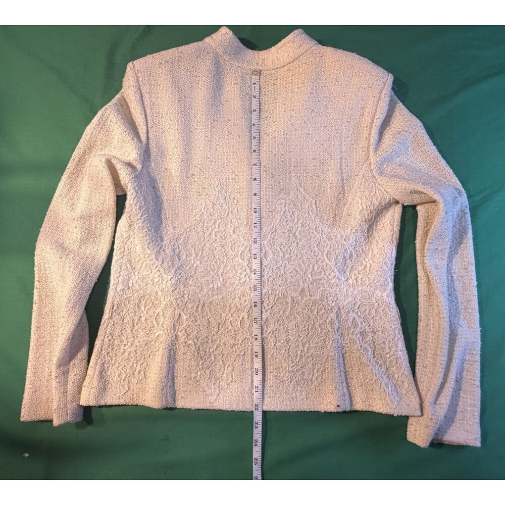 🖤✨ St. John Collection Knit Zip-Up Sweater Top w/ Lace Details Size 10 👚💎 - Picture 7 of 8